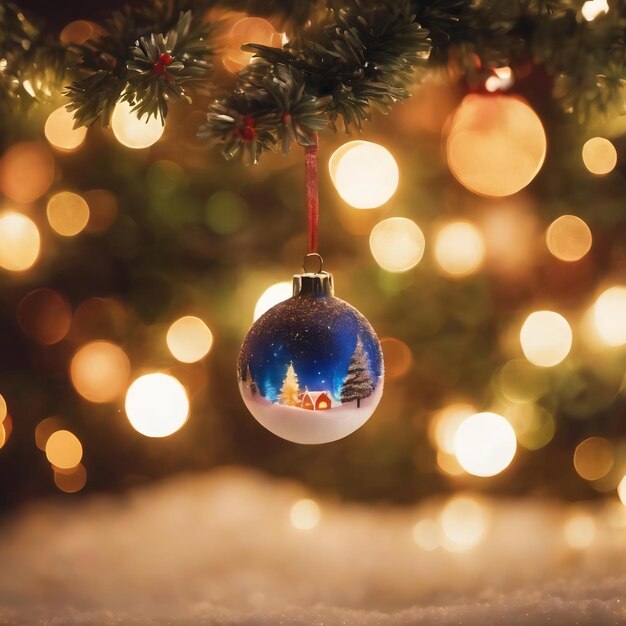 L'hiver est magique l'année nouvelle décorations d'arbres décentrées lumières de Noël effet bokeh brillant abstract b