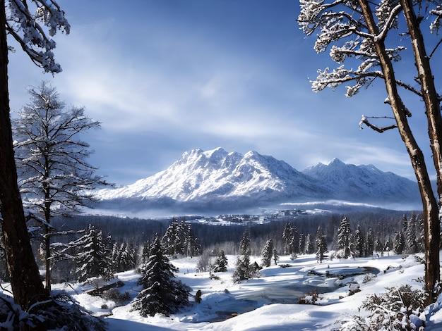 L'hiver transforme les belles montagnes en un paysage mystérieux.