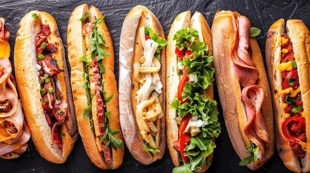 Des hoagies délicieux célébrant la journée nationale des hoagies avec des garnitures délicieuses