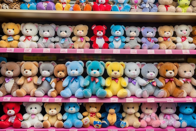 Photo hobart tasmanie vue focalisée sélective de ty beanie babies au magasin de jouets local c'est une ligne de jouets en peluche créée par un homme d'affaires américain