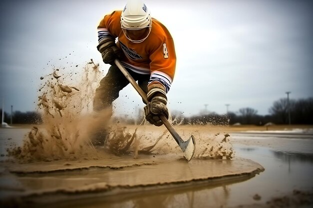 Hockey sur un étang gelé
