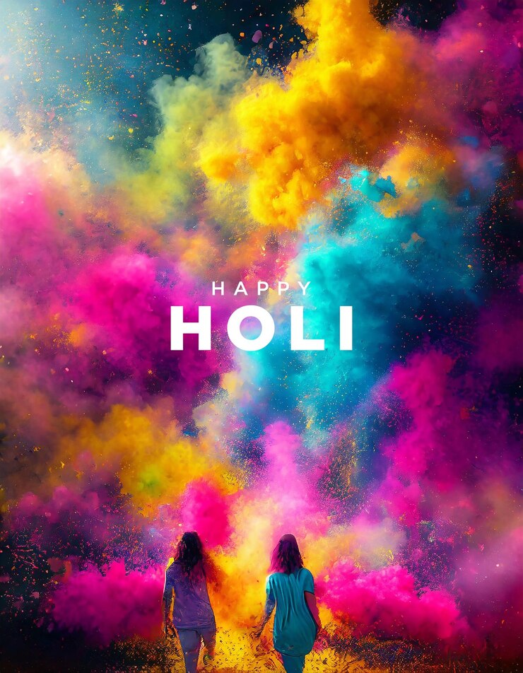 Photo holi en arrière-plan avec une célébration festive de poudre colorée