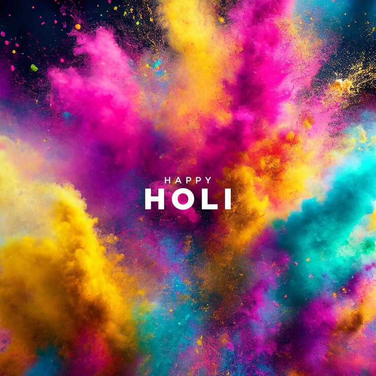 Photo holi en arrière-plan avec une célébration festive de poudre colorée