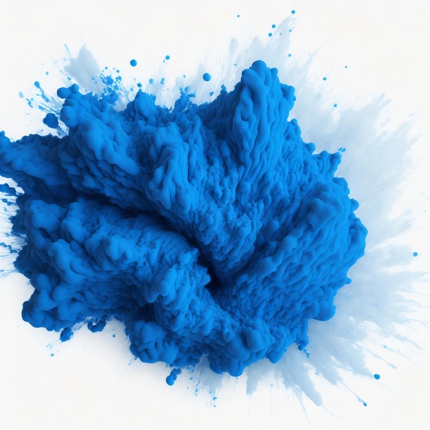 Photo holi bleu poudre couleur peinture festival explosion rafale isolé fond blanc impression industrielle co