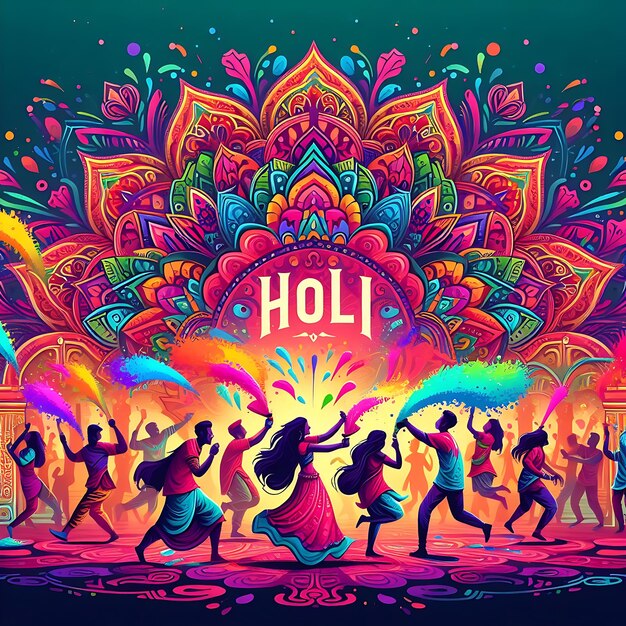 Holi Fantasia est une illustration d'art festif capricieux.