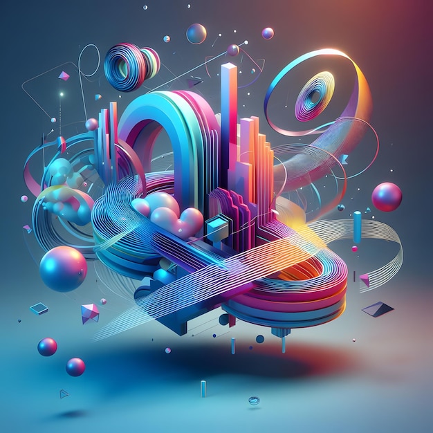 Holo abstract 3D formes effet de texture art numérique pour le fond de la bannière papier peint