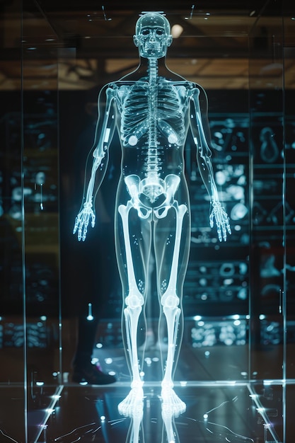 Hologramme du corps humain à rayons X avec scan complet du corps
