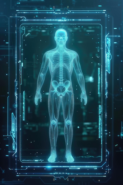 Photo hologramme du corps humain à rayons x avec scan complet du corps
