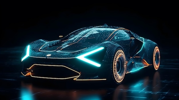 Hologramme futuriste voiture électrique générative ai