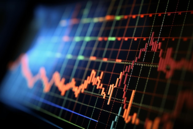 L'hologramme d'infographie d'analyse de marché montre les changements en temps réel des cours actuels des actions dans un simple