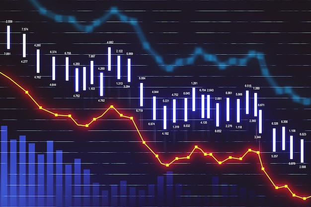 Hologramme de statistiques boursières en baisse à l'écran
