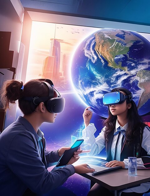 Hologrammes d'apprentissage futuristes Intégration de la réalité virtuelle