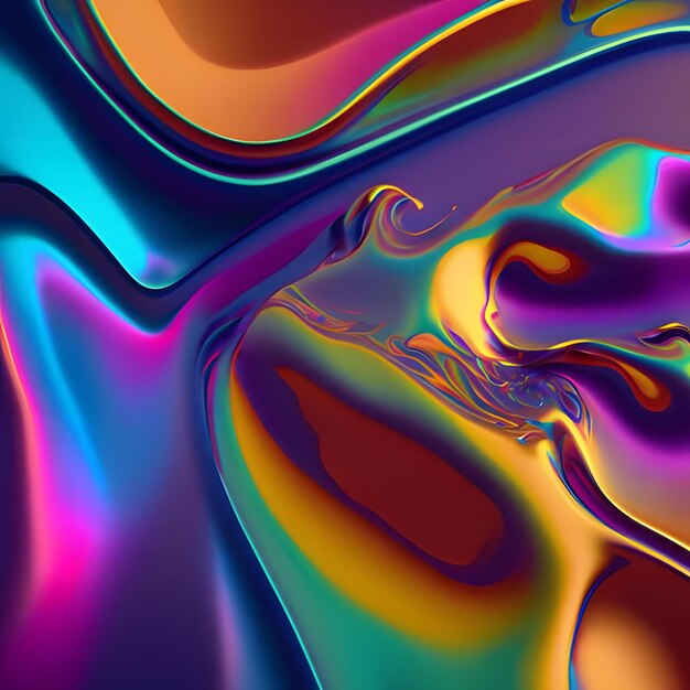 Holographique iridescente ondulée colorée liquide liquide résumé Arrière-plan 0 033400