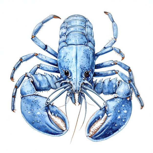 un homard bleu dessiné dans le style d'esquisse