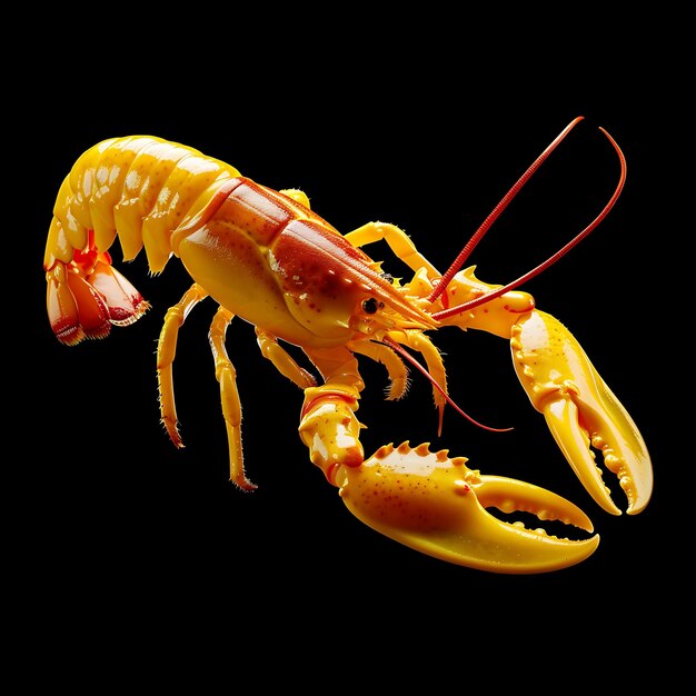 Homard en forme de beurre tourbillonnant liquide jaune opaque avec l'art de fond Y2K concept brillant