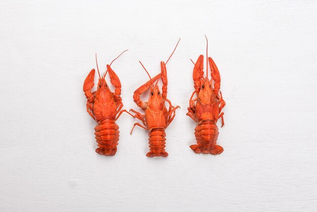 Homard Fruits de mer Sur un fond en bois Vue de dessus Espace libre pour votre texte