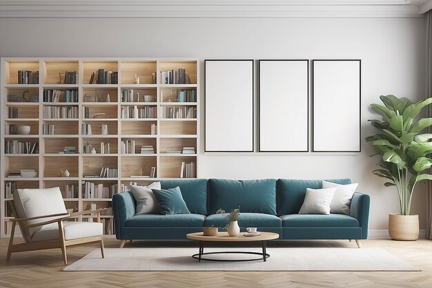 Photo home library art mockup avec un espace blanc personnalisable