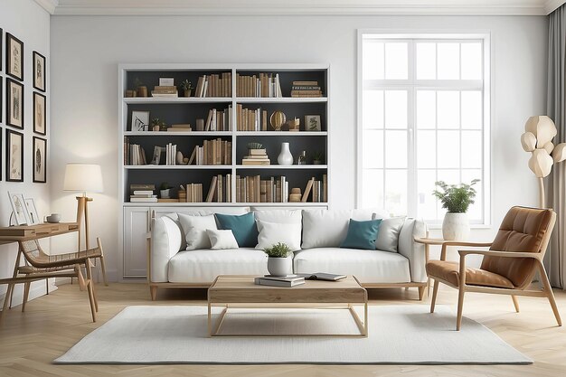 Home Library Art Mockup avec un espace blanc personnalisable