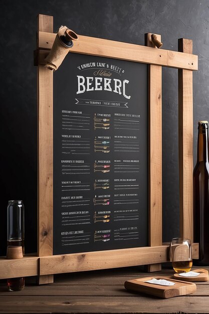 Homebrewing Beer Tasting Notes Signage Mockup avec un espace blanc vide pour placer votre conception