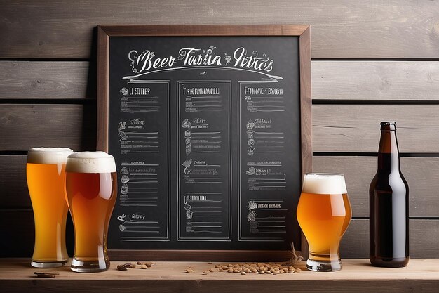 Homebrewing Beer Tasting Notes Signage Mockup avec un espace blanc vide pour placer votre conception