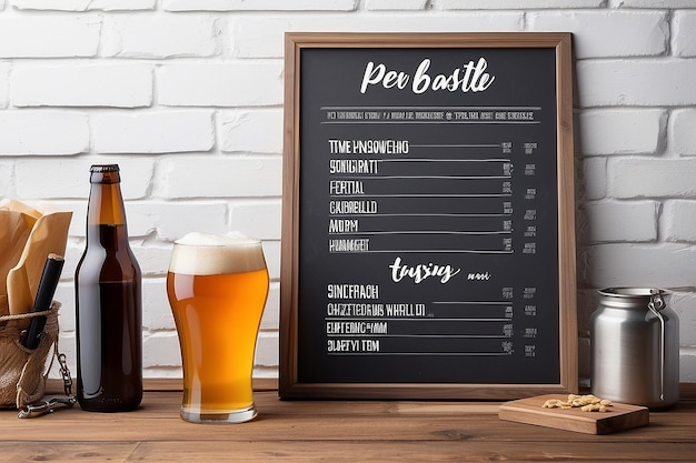 Homebrewing Beer Tasting Notes Signage Mockup avec un espace blanc vide pour placer votre conception