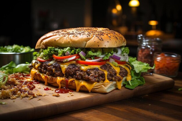 Photo homemade cheeseburger grilled to perfection cheeseburger fast food image photography