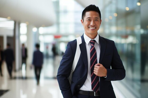 Homme d'affaires asiatique d'âge moyen sourire amical