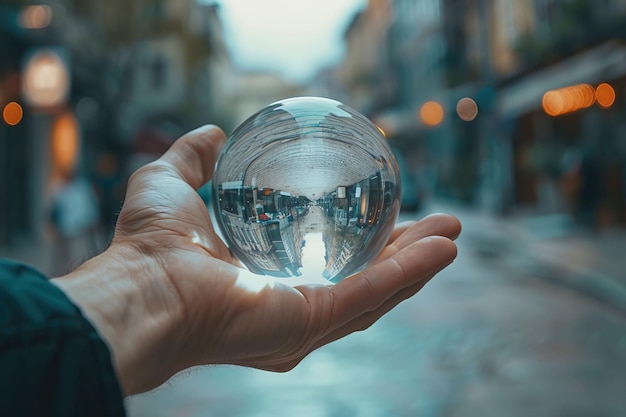 Un homme d'affaires avec une boule de verre.