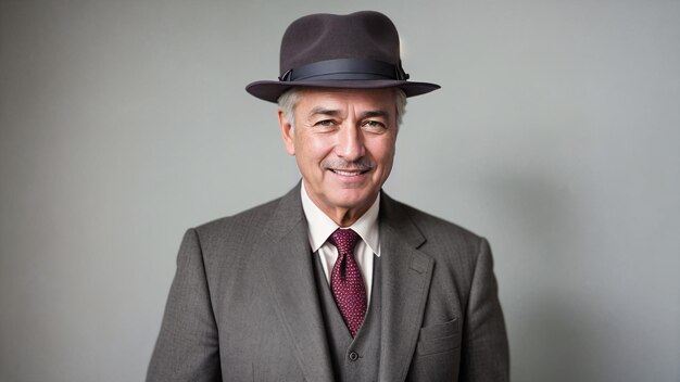 Photo un homme d'affaires avec un chapeau souriant