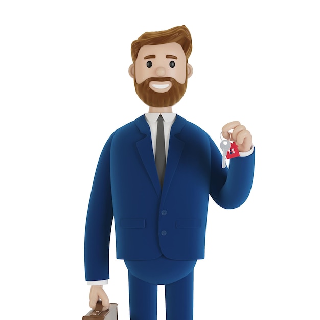 Homme d'affaires avec des clés dans ses mains illustration 3D