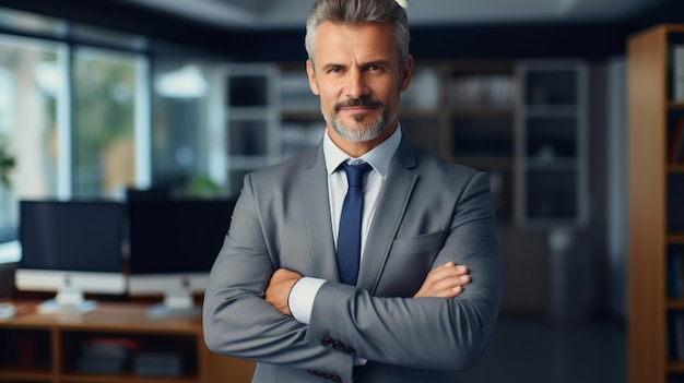 un homme d'affaires confiant dans un bureau moderne