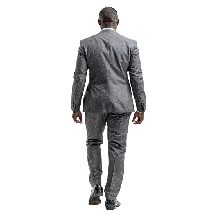 Homme d'affaires en costume marchant isolé sur blanc homme d'affaires transparent vue arrière