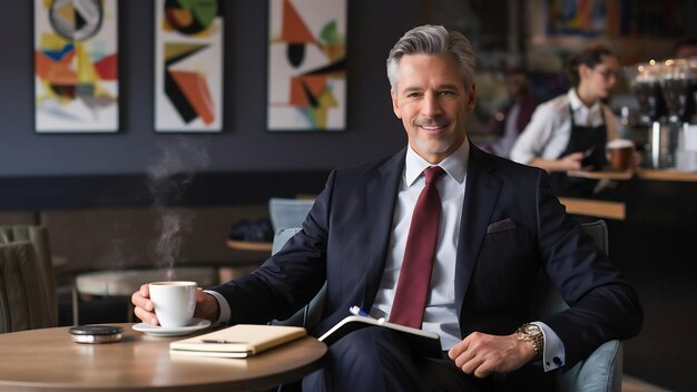 Photo un homme d'affaires dans un café.