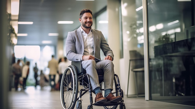 Homme d'affaires en fauteuil roulant