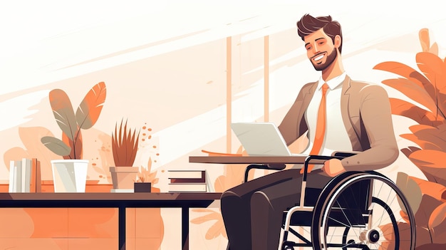 Homme d'affaires handicapé travaillant au bureau, opportunités pour toutes les personnes capables