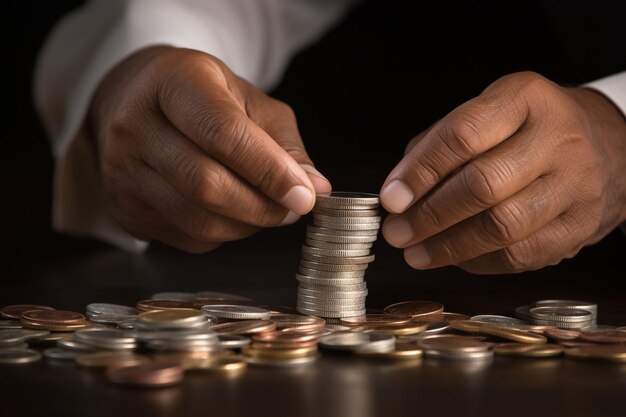 Un homme d'affaires indien qui détient des pièces ajoute à sa collection quelques pièces de monnaie supplémentaires.