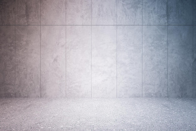 Homme d'affaires marchant dans un passage souterrain de carreaux de béton moderne avec une maquette blanche vide sur le mur