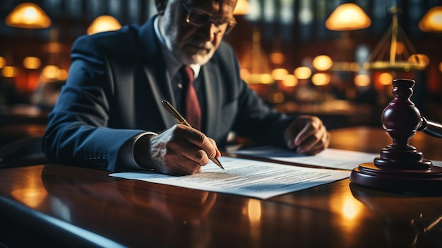 Homme d'affaires masculin et consultation d'un juge ou d'un avocat avec un client lors d'une réunion d'équipe