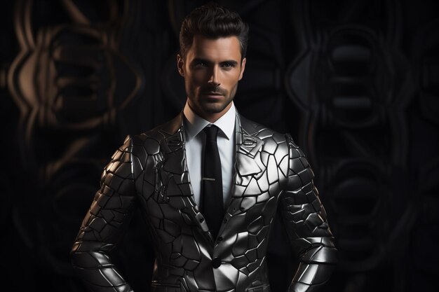 Un homme d'affaires moderne portant un costume futuriste une IA générative
