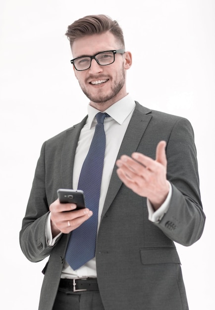 Homme d&#39;affaires moderne avec smartphone