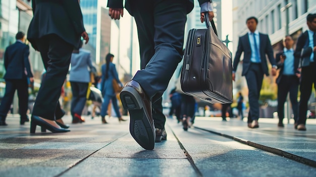 Photo un homme d'affaires porte une mallette pour le travail