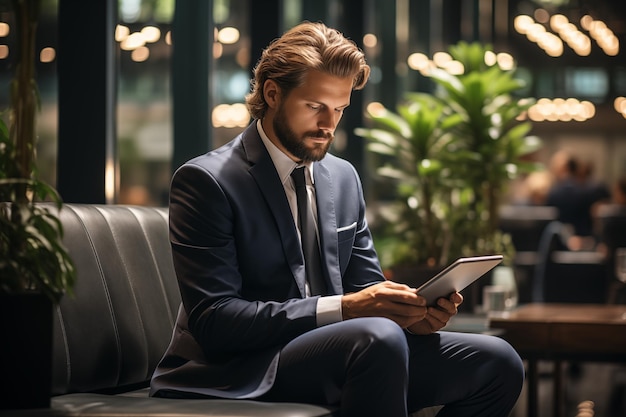 Un homme d'affaires qui parle d'affaires au téléphone portable.