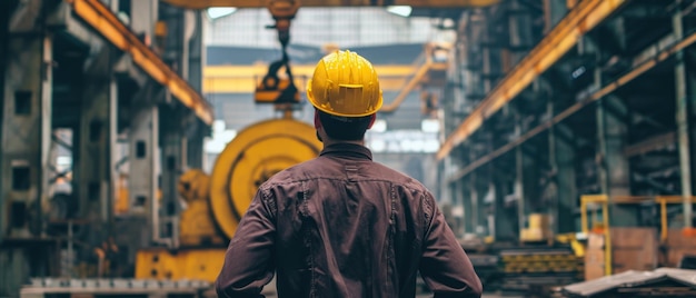 homme d'affaires regardant des machines dans une usine industrielle