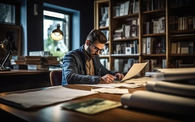 Homme d'affaires résolvant avec un travail intelligent