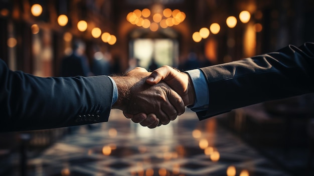 Un homme d'affaires serre la main des avocats ou des avocats de son partenaire alors qu'ils discutent d'un accord contractuel pour cimenter l'accord