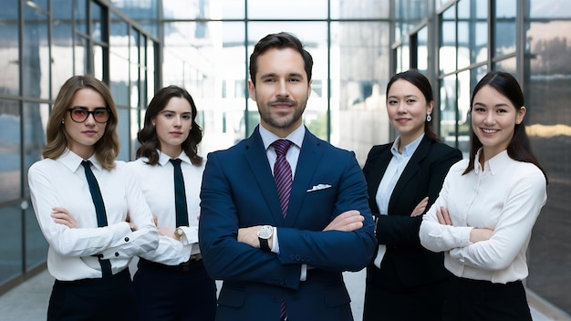 Un homme d'affaires avec son personnel.