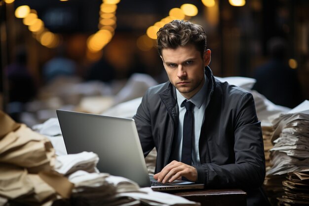 Un homme d'affaires surmené au travail