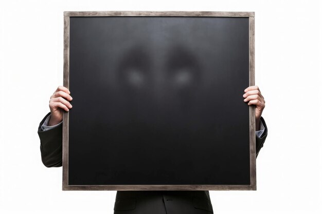 Photo homme d'affaires tenant un espace de concept d'entreprise au tableau noir pour écrire l'ia générative