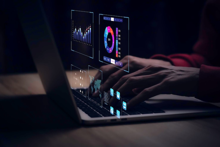 Photo homme d'affaires travaillant avec business analytics et data management system sur la gestion de documents en ligne et les mesures connectées à la base de données stratégie d'entreprise pour les ventes d'opérations financièresx9