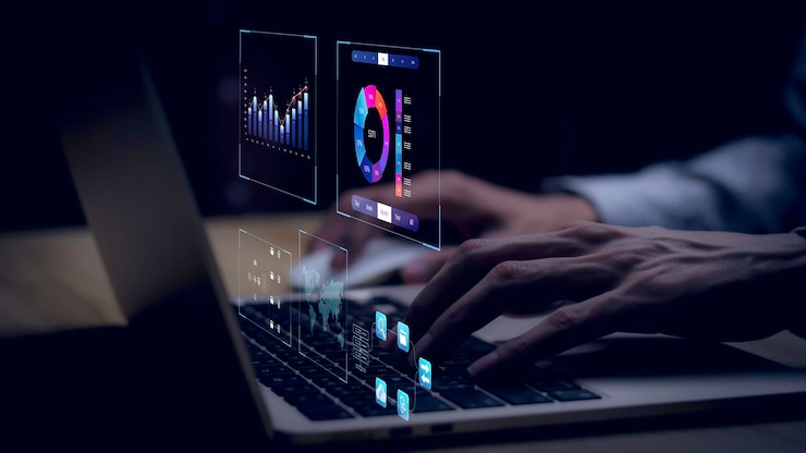 Photo homme d'affaires travaillant avec business analytics et data management system sur la gestion de documents en ligne et les mesures connectées à la base de données stratégie d'entreprise pour les ventes d'opérations financièresx9